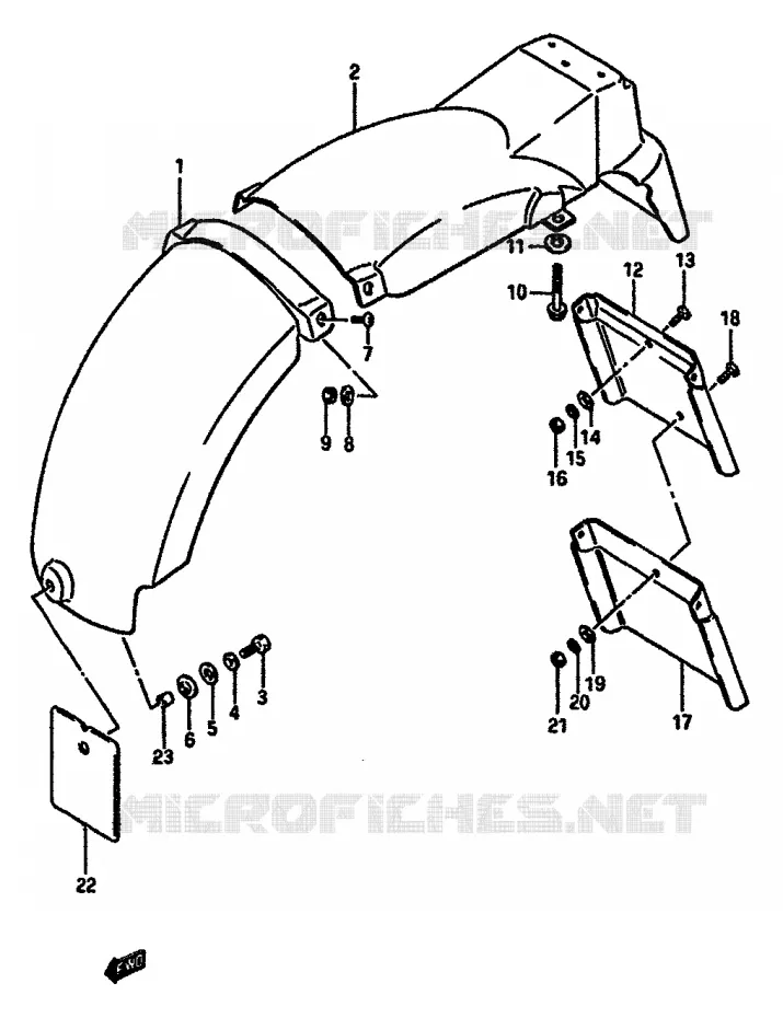 GARDE BOUE ARRIERE Suzuki MOTO 750 GSX-R 1986  GSX-750G(F/G/H) E34