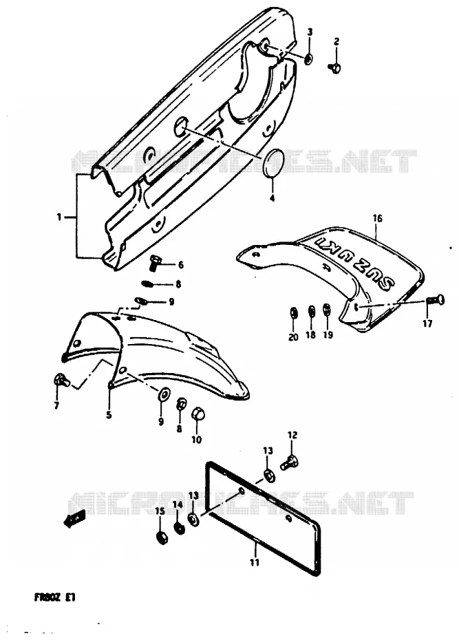 GARDE BOUE ARRIERE Suzuki SCOOTER 80 FR 1982  FR80Z