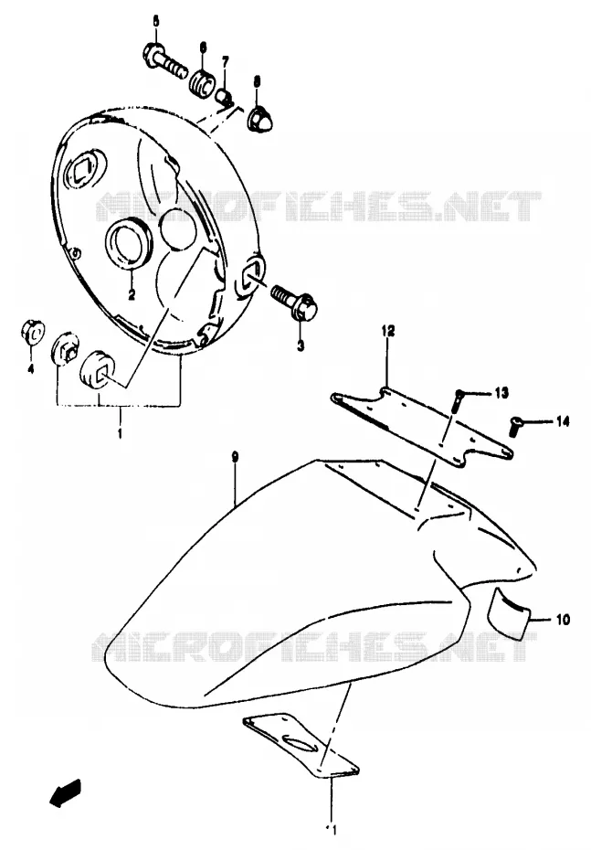 GARDE BOUE AVANT (GSF1200T/V/W/X/Y) Suzuki MOTO 1200 BANDIT 1999  GSF1200SAX(T/V/W/X/Y)