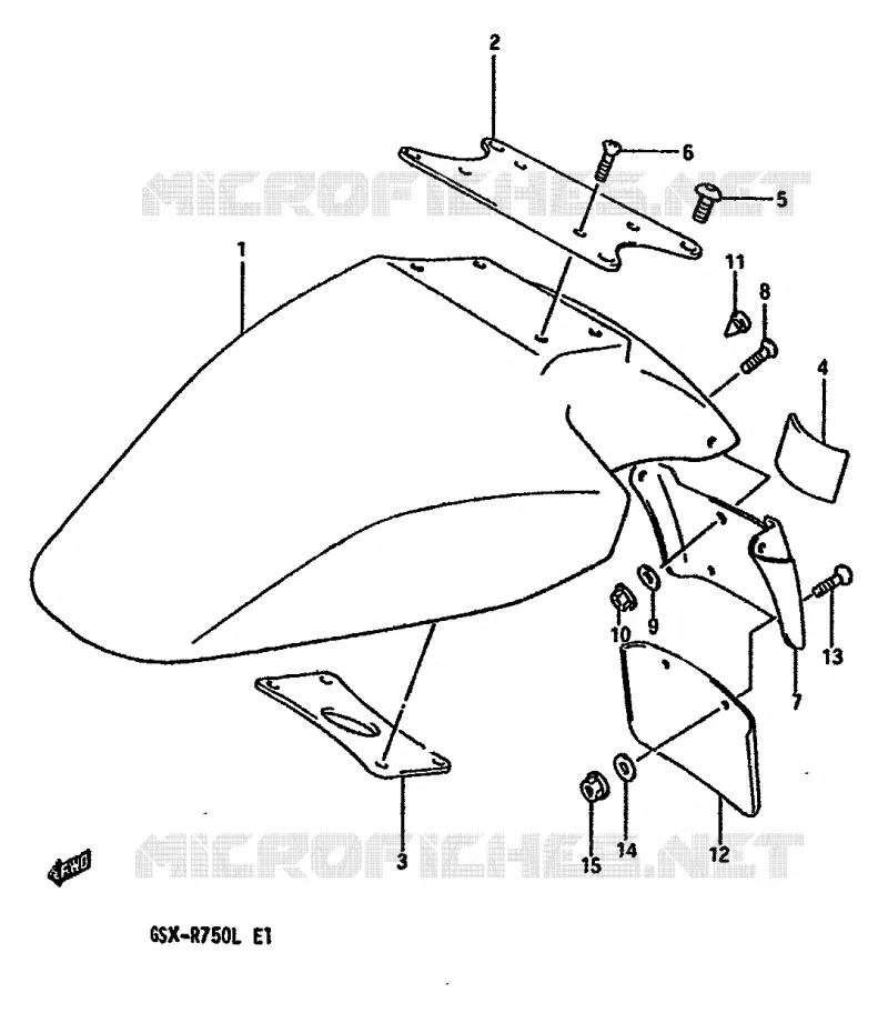 GARDE BOUE AVANT (MODELE J) Suzuki MOTO 750 GSX-R 1988  GSX-R750J(J/K/L)