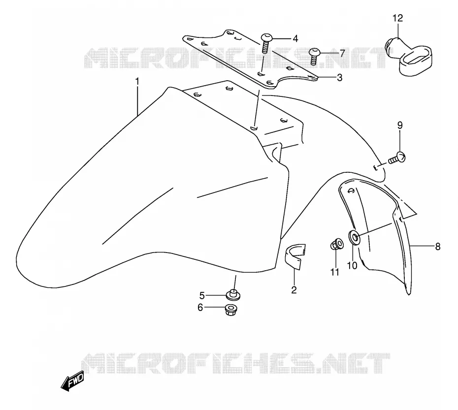 GARDE BOUE AVANT (MODELE K/L/M/N/P/R/S) Suzuki MOTO 500 GS-E 1990  GS500EL(E2)