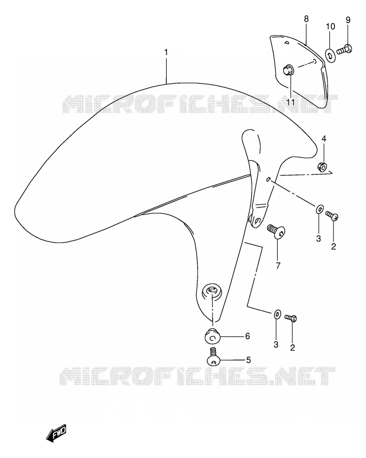 GARDE BOUE AVANT (MODELE P/R) Suzuki MOTO 1100 GSX-R 1996  GSX-R1100WSKT(E2)