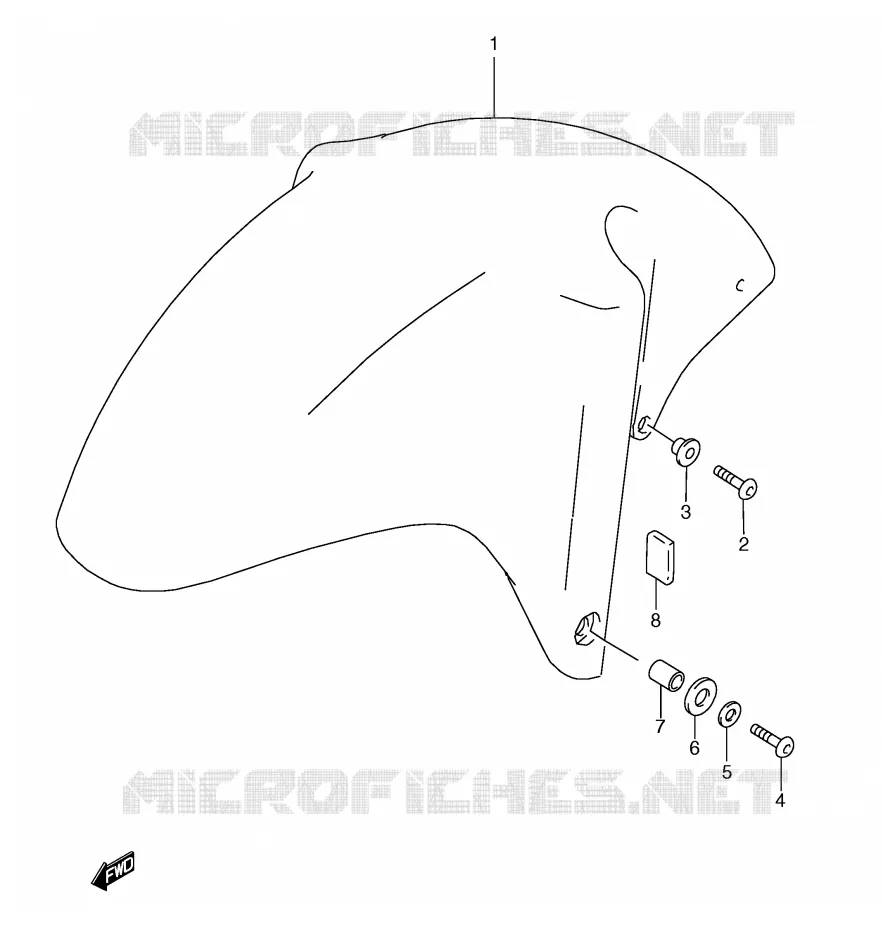 GARDE BOUE AVANT (MODELE V/W/X) Suzuki MOTO 600 GSX-R 1997  GSX-R600V(E2)