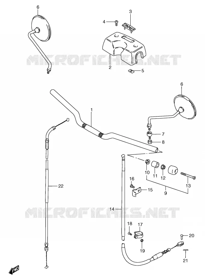 GUIDON - CABLES (GS125SX/SY E22,E34/SUX/SUY E22) Suzuki MOTO 125 GS 1999  GS125UX(E71)