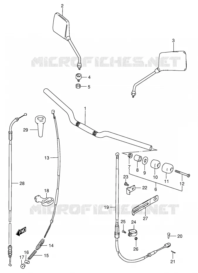 GUIDON - CABLES (GS125UR) Suzuki MOTO 125 GS 1994  GS125ESR(E1)