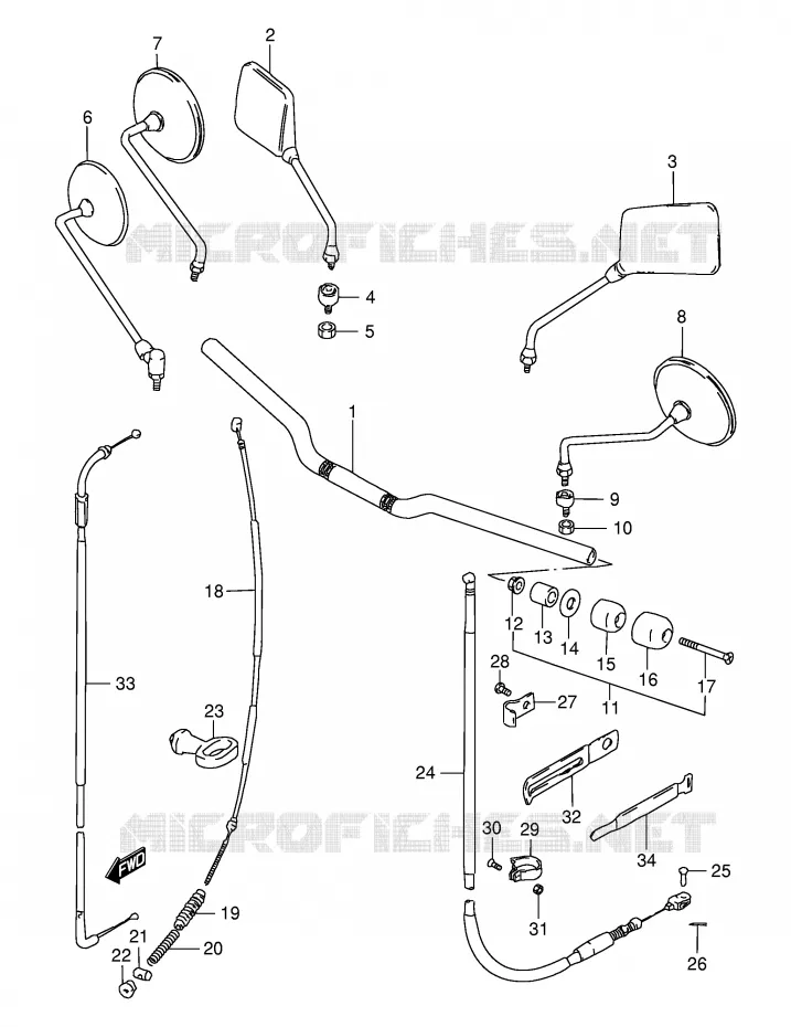 GUIDON - CABLES (GS125Z/D) Suzuki MOTO 125 GS 1983  GS125ESD(E1)
