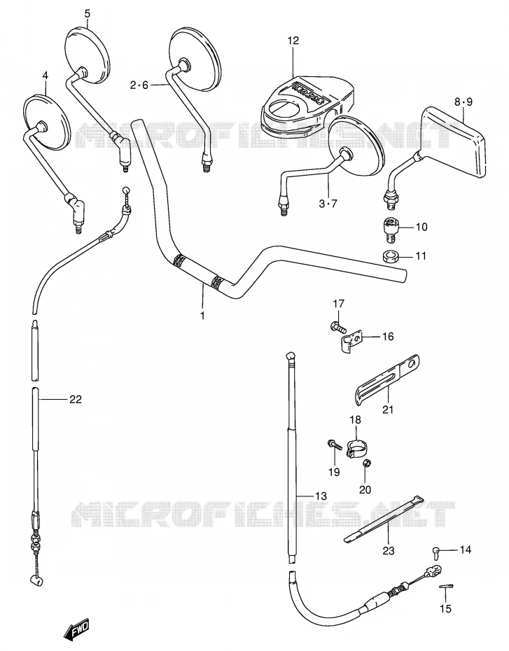 GUIDON - CABLES (MODELE Z/D/K/M,GN125R) Suzuki MOTO 125 GN 1989  GN125EK(E1)