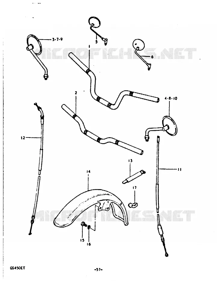 GUIDON - GARDE BOUE AVANT Suzuki MOTO 450 GS 1996  GS450T(T)
