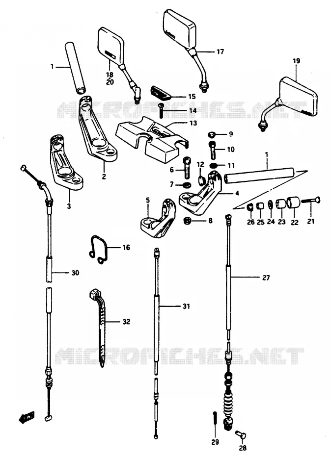 GUIDON (GSX1100EF/EG) Suzuki MOTO 1100 GSX-E 1985  GSX1100EF(E/F/G)