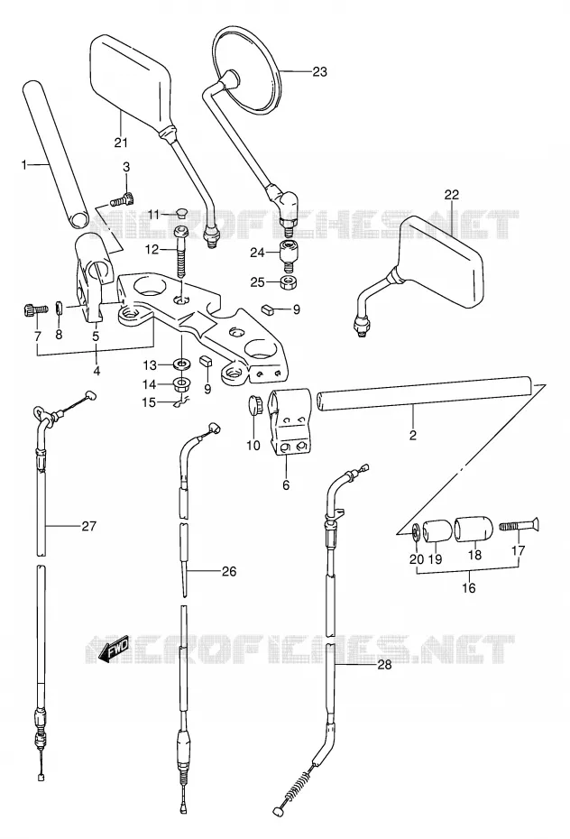 GUIDON (MODELE L/M/N/P) Suzuki MOTO 500 GS-E 1996  GS500EUT(E2)