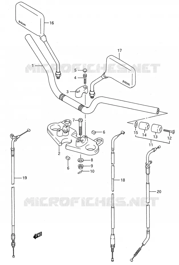 GUIDON (MODELE P/R/S/T) Suzuki MOTO 500 GS-E 1996  GS500EUT(E28)