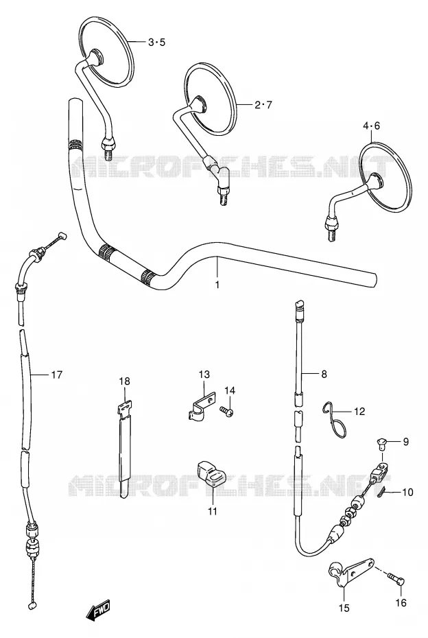 GUIDON (MODELE Y) Suzuki MOTO 250 GN 2000  GN250EY(E2)