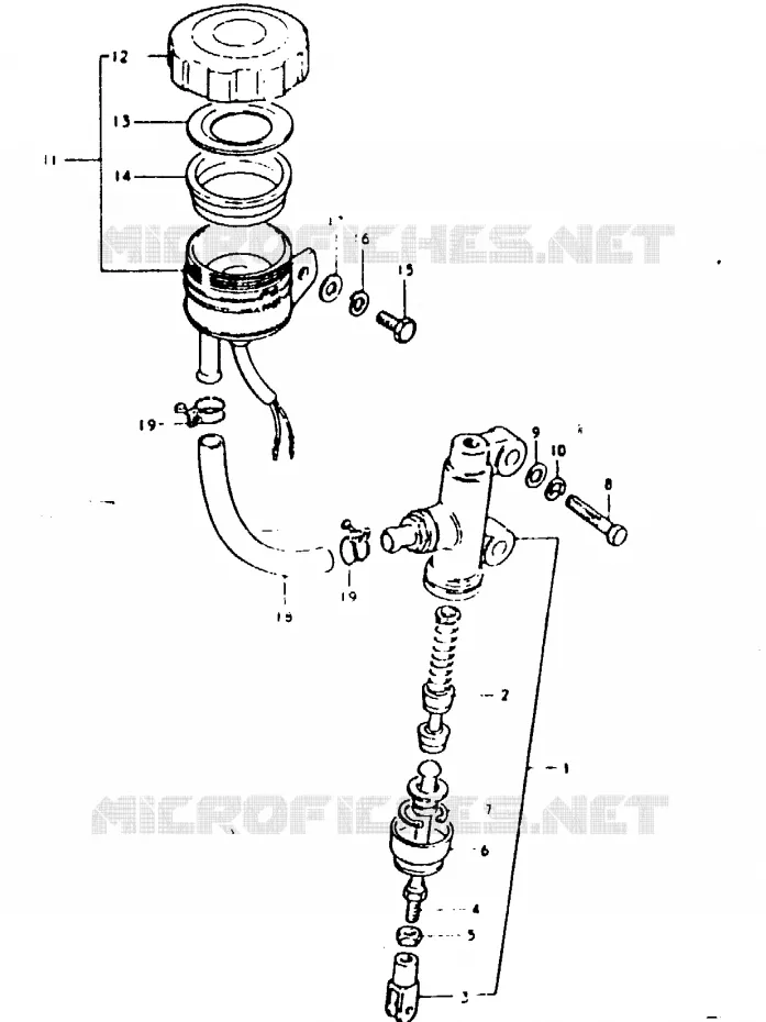 MAITRE CYLINDRE ARRIERE (GSX1100ET, GSX1100T) Suzuki MOTO 1100 GSX 1980  GSX1100T(T/X)