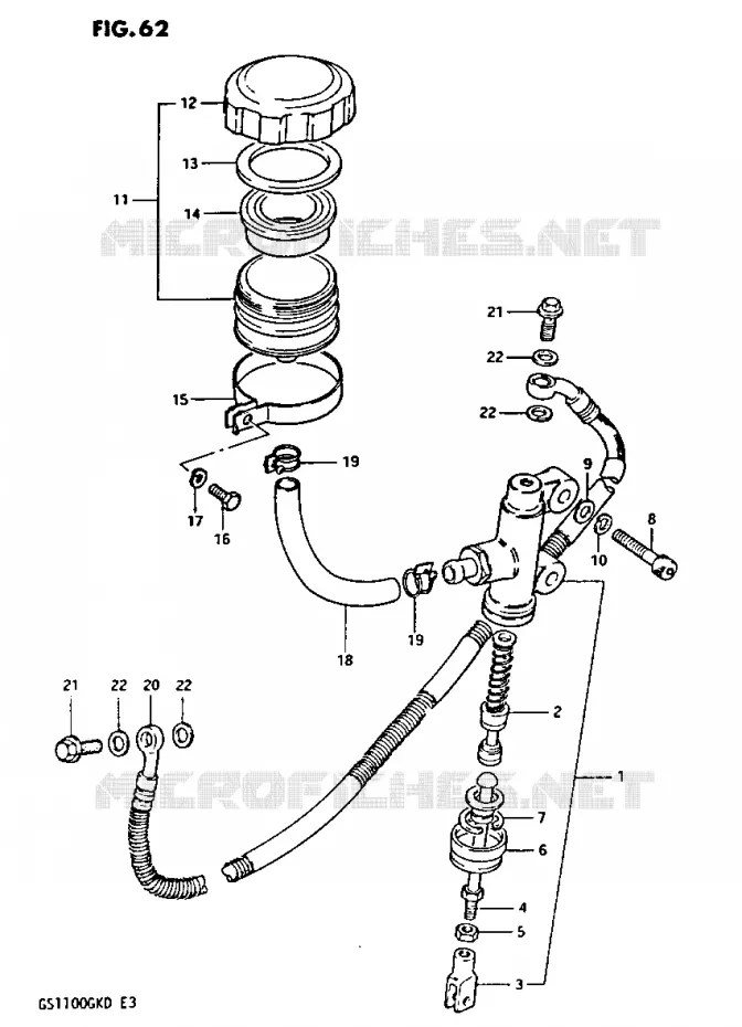 MAITRE CYLINDRE ARRIERE Suzuki MOTO 1100 GS-G 1983  GS1100GKD(Z/2/D)