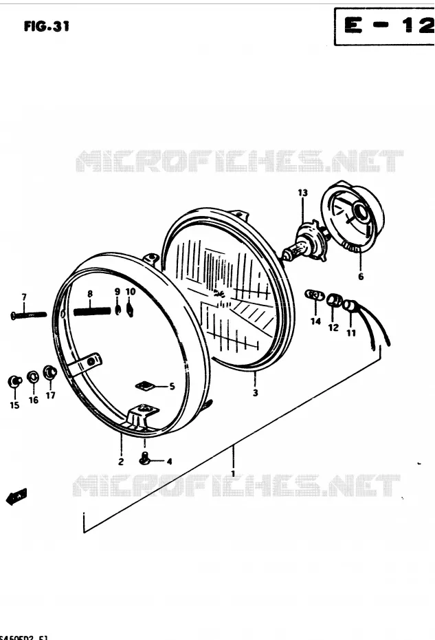 PHARE (E15, E21, E25, E34, E39) Suzuki MOTO 450 GS-S 1983  GS450SD(2/Z/D)