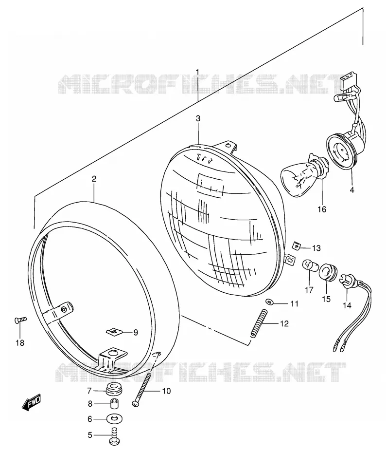 PHARE (E1,E2,E24,P95) Suzuki MOTO 250 GN 1988  GN250J(E2)