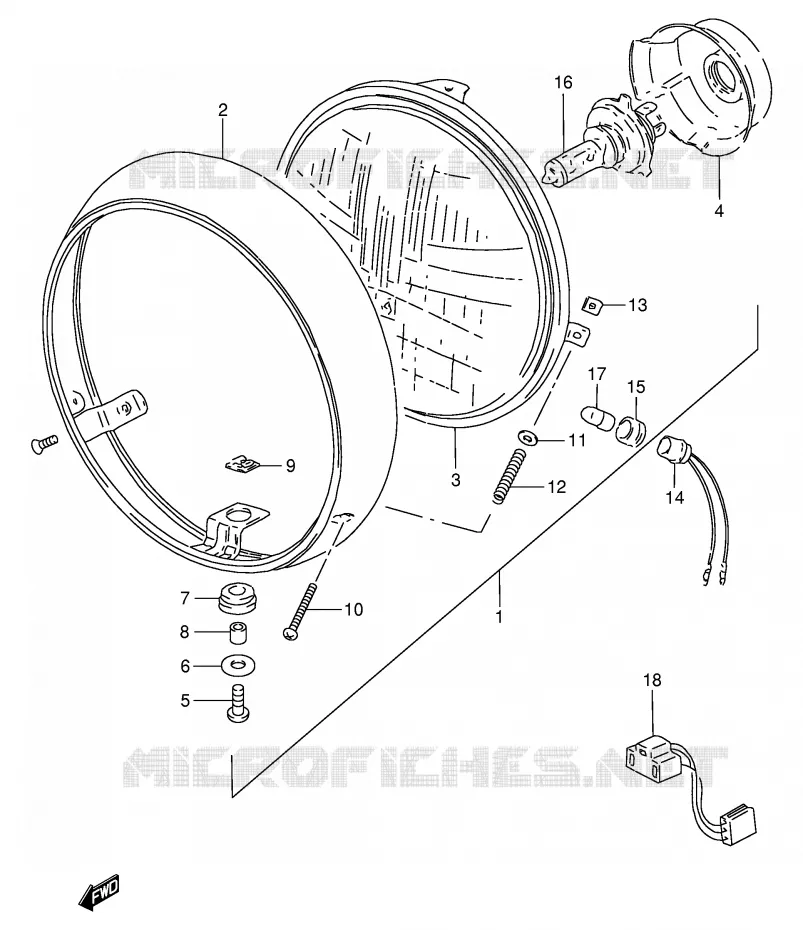 PHARE (E4) Suzuki MOTO 250 GN 1989  GN250K(E2)