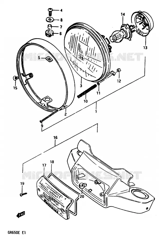 PHARE (E4) Suzuki MOTO 650 TEMPTER 1983  GR650D(D/E)