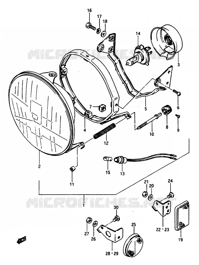 PHARE (GSC1100ESE/EFE/ESF/EFF/ESG/EFG,GS1150ESF/EEF/EFG) Suzuki MOTO 1100 GSX-E 1986  GSX1100EG(E/F/G)