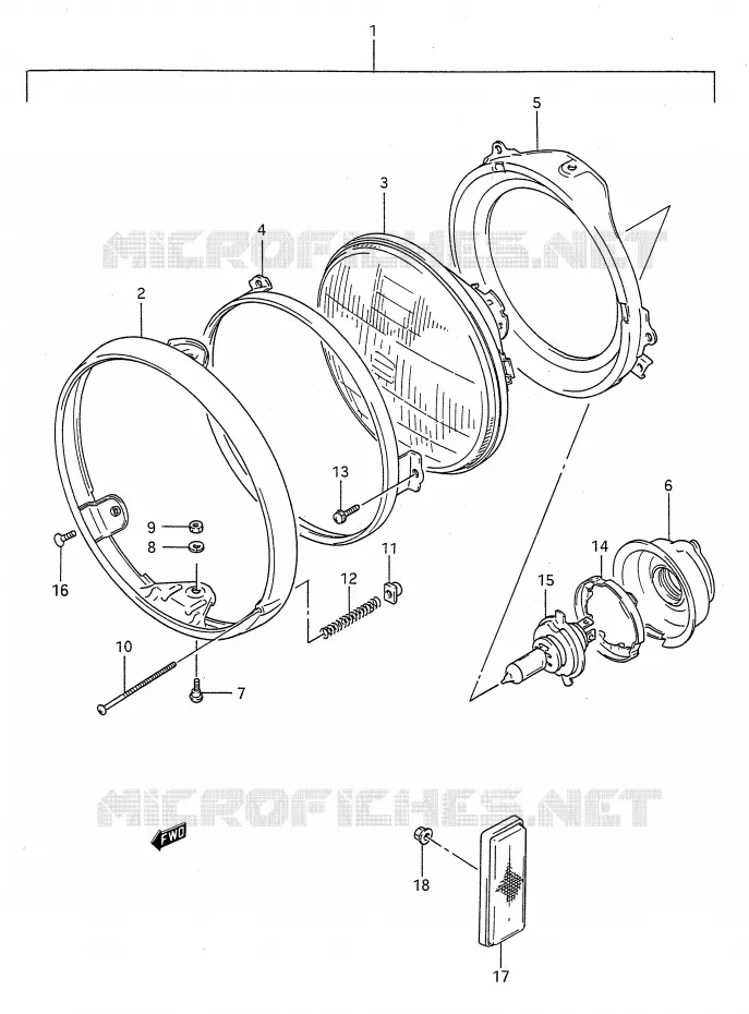 PHARE (MODELE K/L/M/N/P) Suzuki MOTO 500 GS-E 1996  GS500EUT(E28)