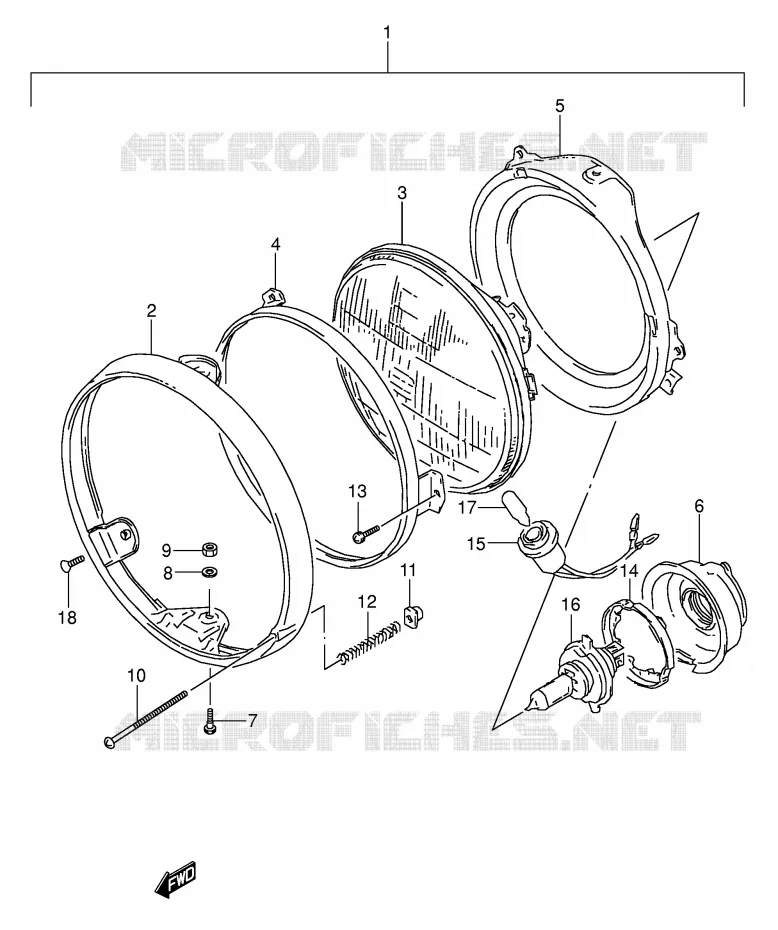 PHARE (MODELE K/L/M/N) Suzuki MOTO 500 GS-E 1995  GS500EUS(E2)