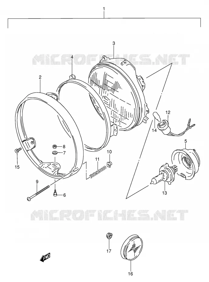 PHARE (MODELE P/R) Suzuki MOTO 500 GS-E 1996  GS500ESKT(E2)