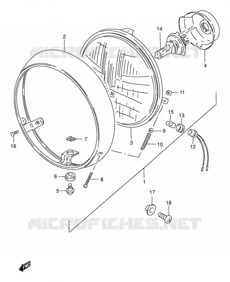 PHARE (MODELE Y E22,E25,E34,E39,E54) Suzuki MOTO 250 GN 2001  GN250EK1(E2)