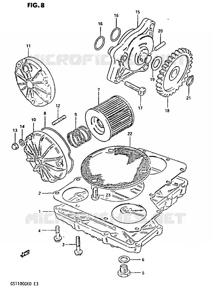 POMPE A HUILE - FILTRE A HUILE Suzuki MOTO 1100 GS-G 1982  GS1100GKZ(Z/2/D)