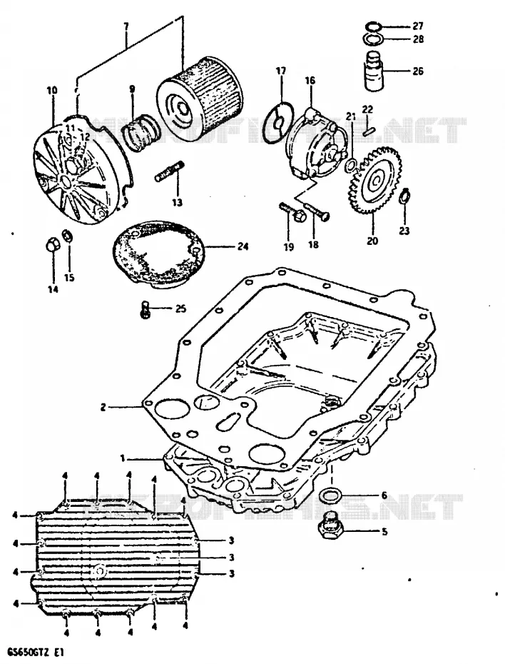POMPE A HUILE - FILTRE A HUILE Suzuki MOTO 650 GS 1982  GS650GTZ(X/Z)