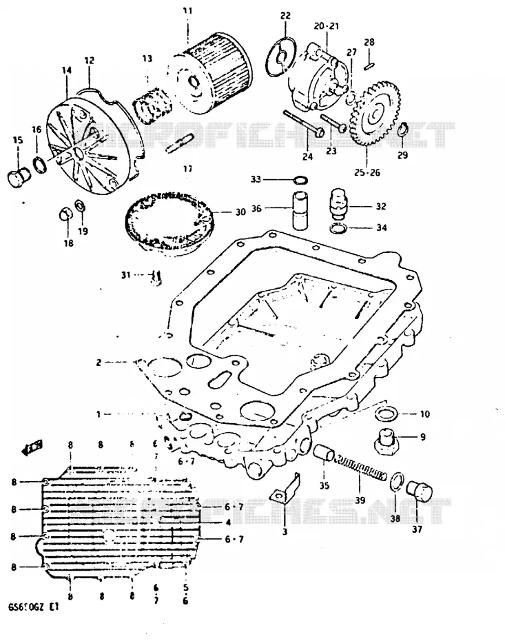 POMPE A HUILE - FILTRE A HUILE Suzuki MOTO 650 GS 1982  GS650GZ(X/Z)