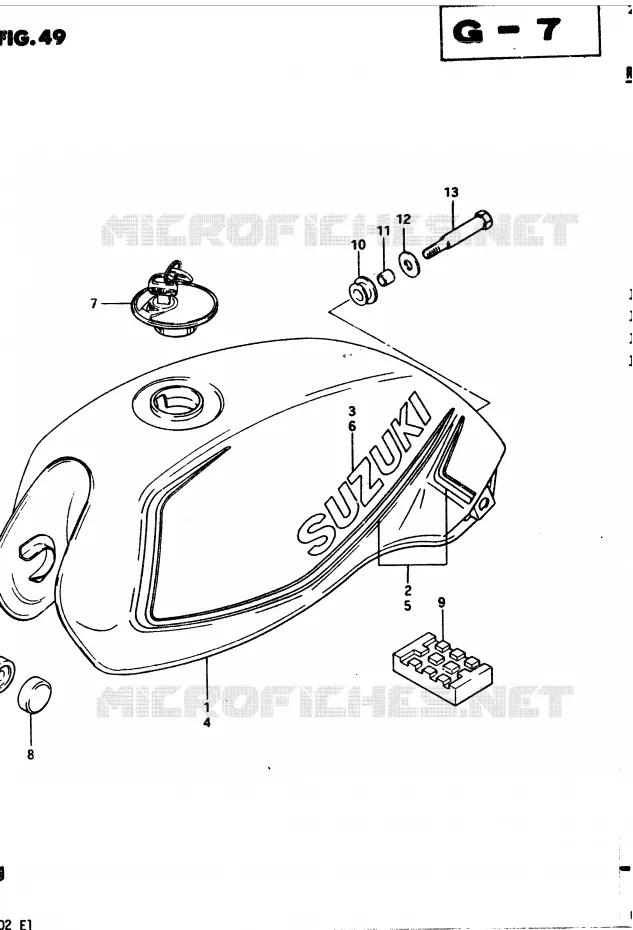 RESERVOIR D'ESSENCE (MODELE D) Suzuki MOTO 450 GS 1982  GS4502(2/Z/D)
