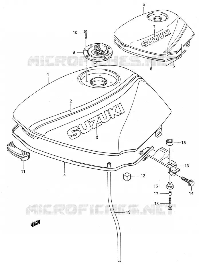 RESERVOIR D'ESSENCE (MODELE K/L) Suzuki MOTO 500 GS-E 1990  GS500EUL(E28)
