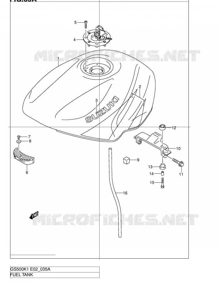 RESERVOIR D'ESSENCE (MODELE K2) Suzuki MOTO 500 GS-E 2001  GS500K1(E2)
