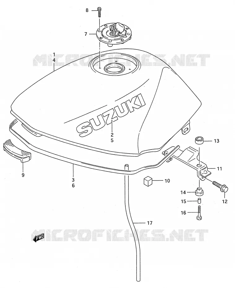 RESERVOIR D'ESSENCE (MODELE R/S/T) Suzuki MOTO 500 GS-E 1991  GS500EM(E28)