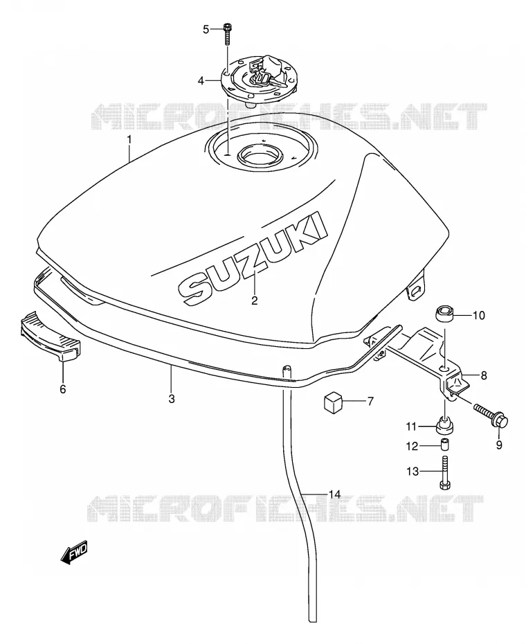 RESERVOIR D'ESSENCE (MODELE T) Suzuki MOTO 500 GS-E 1995  GS500ES(E2)