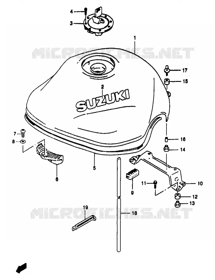 RESERVOIR D'ESSENCE (MODELE W/X) Suzuki MOTO 1200 BANDIT 1998  GSF1200W/GSF1200SW/GSF1200SAW