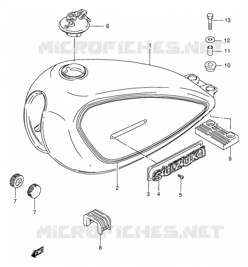 RESERVOIR D'ESSENCE (MODELE X) Suzuki MOTO 250 GN 2001  GN250EK1(E2)
