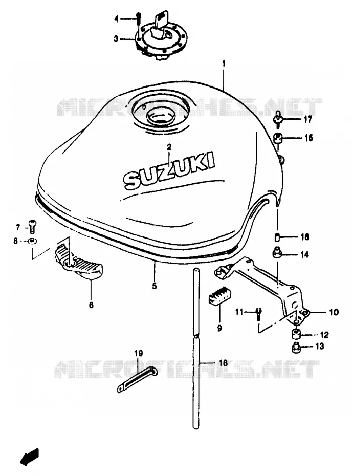 RESERVOIR D'ESSENCE (MODELE Y) Suzuki MOTO 1200 BANDIT 1999  GSF1200X/GSF1200SX/GSF1200SAX