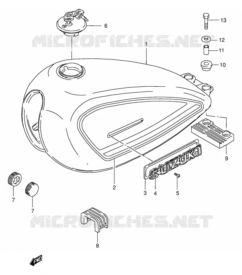 RESERVOIR D'ESSENCE (MODELE Y) Suzuki MOTO 250 GN 2001  GN250K1(E2)