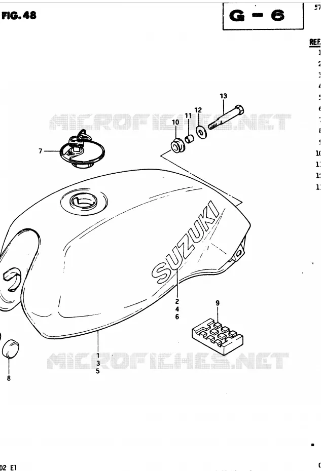 RESERVOIR D'ESSENCE (MODELE Z) Suzuki MOTO 450 GS 1982  GS4502(2/Z/D)