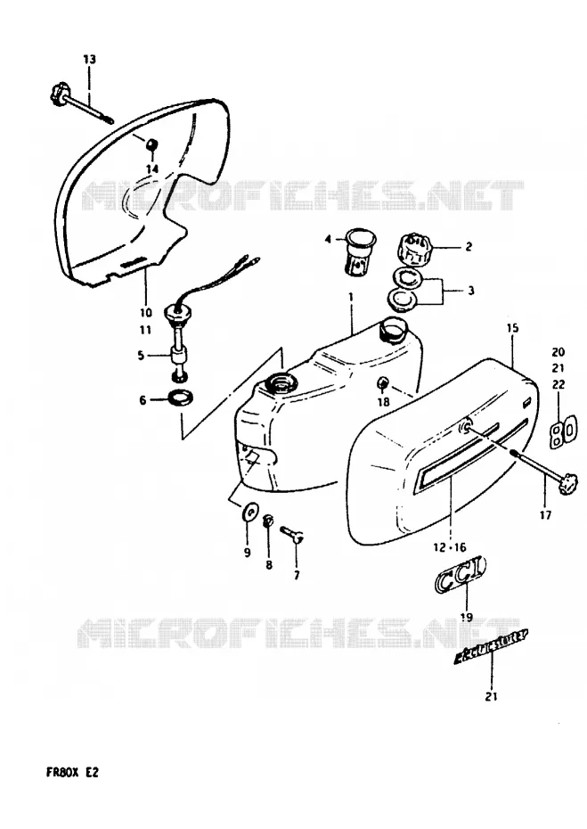 RESERVOIR D'HUILE - CACHE LATERAL (E12, E95) Suzuki SCOOTER 80 FR 1981  FR80X