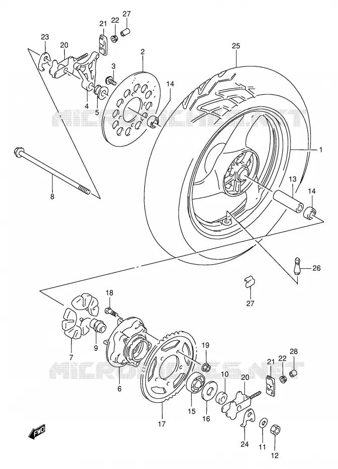 ROUE ARRIERE Suzuki MOTO 500 GS-E 2001  GS500K1(E2)