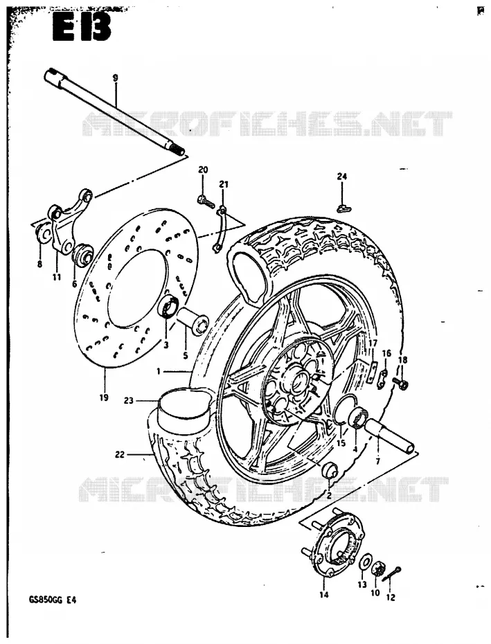 ROUE ARRIERE Suzuki MOTO 850 GS 1986  GS850GG(E4)