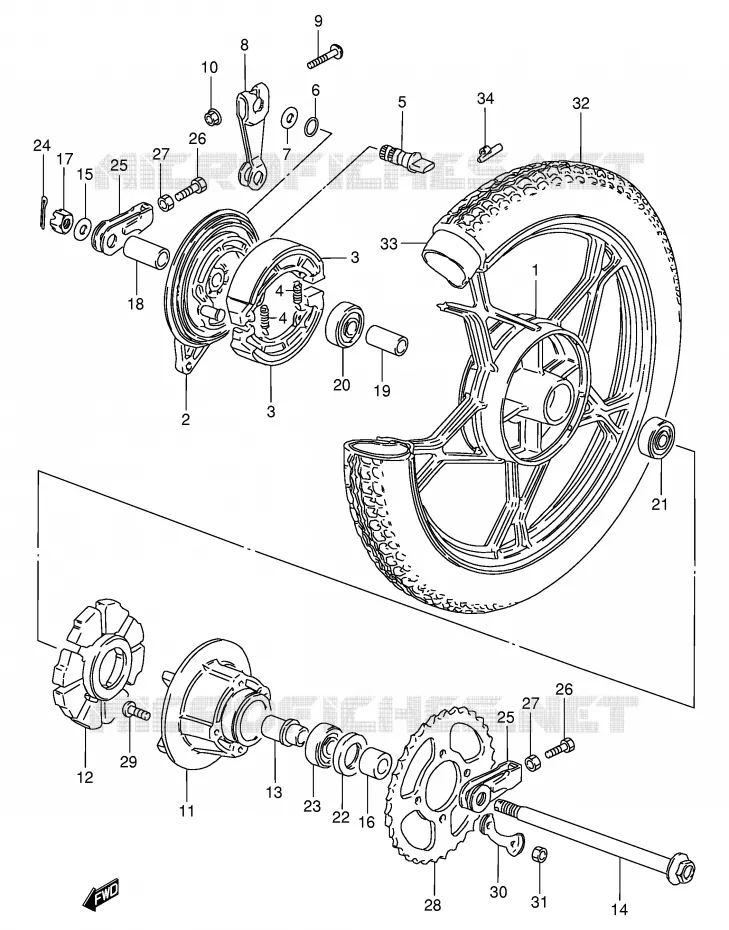 ROUE ARRIERE (VOIR NOTE) Suzuki MOTO 125 GN 1994  GN125ER(E1)