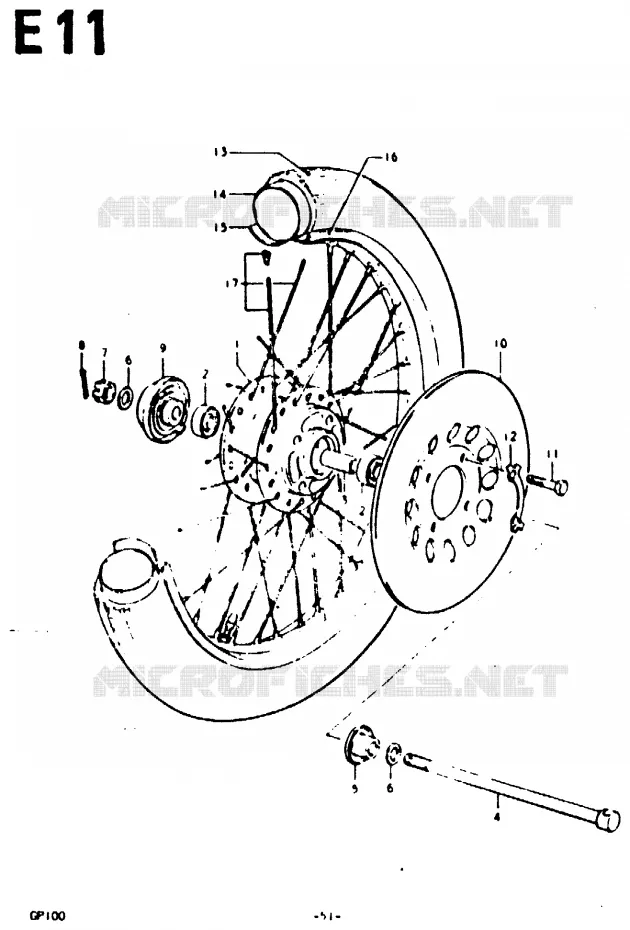 ROUE AVANT (C, N) Suzuki MOTO 100 GP 1992  GP100UN(C/N)