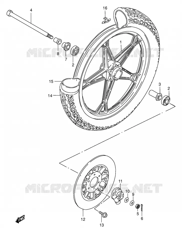 ROUE AVANT (GN250ET/EW/EX/EY) Suzuki MOTO 250 GN 2000  GN250Y(E2)