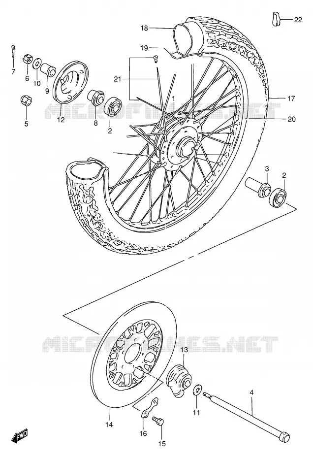 ROUE AVANT (GN250F/J/K/L/M/N/P/R) Suzuki MOTO 250 GN 1992  GN250N(E2)
