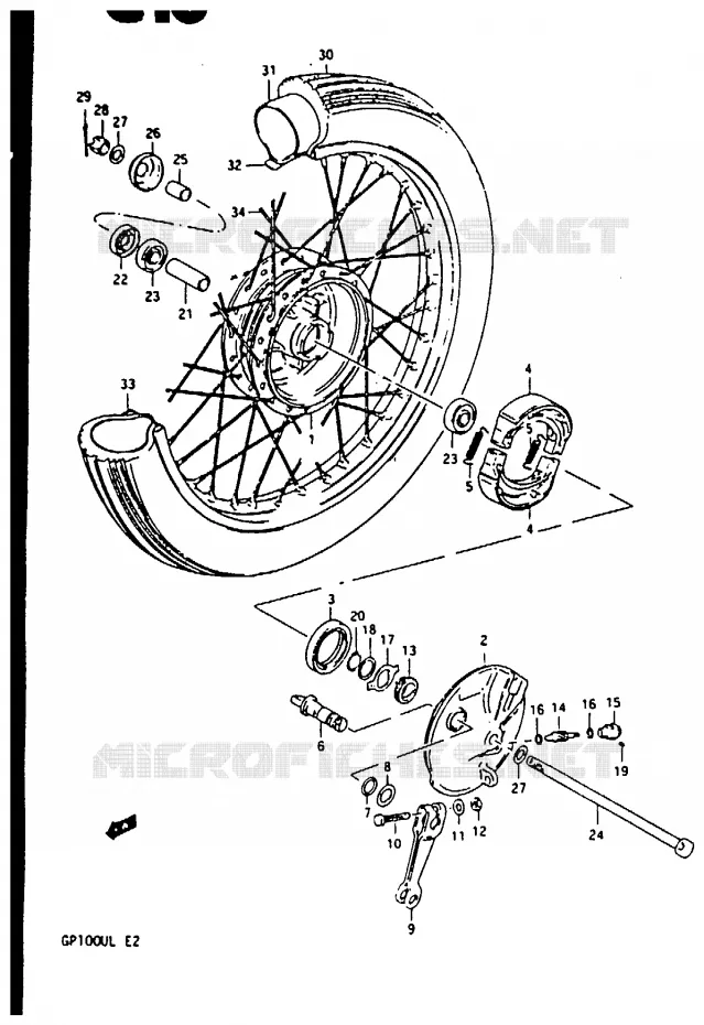 ROUE AVANT (GP100UX/UD/UL) Suzuki MOTO 100 GP 1990  GP100UL(X/D/L)