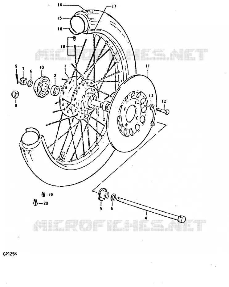 ROUE AVANT (GP125C, GP125N) Suzuki MOTO 125 GP 1978  GP125UC(C/N)