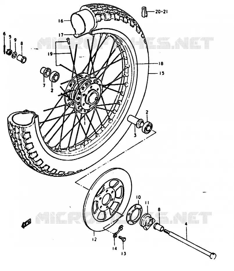 ROUE AVANT (GS1000C, N) Suzuki MOTO 1000 GS 1979  GS1000HN(C/N)